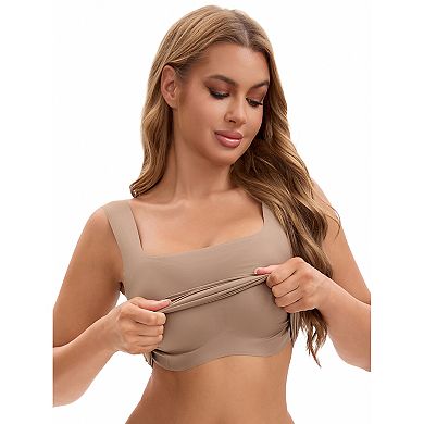 2 Packs Women's U Back Tanks with Built-In Bra Silky No Show Basic Tops