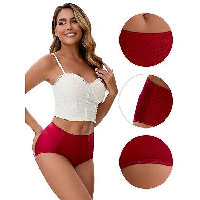 2 Packs Women's Floral Lace Briefs Panties Breathable Comfortable Mid Rise Underwear