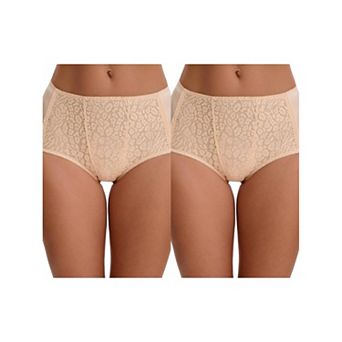 2 Packs Women's Floral Lace Briefs Panties Breathable Comfortable Mid Rise Underwear