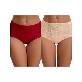 2 Packs Women's Floral Lace Briefs Panties Breathable Comfortable Mid Rise Underwear