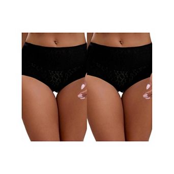 2 Packs Women's Floral Lace Briefs Panties Breathable Comfortable Mid Rise Underwear