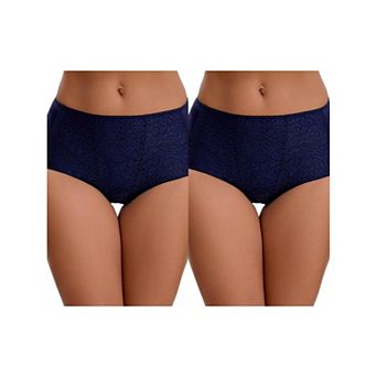 2 Packs Women's Floral Lace Briefs Panties Breathable Comfortable Mid Rise Underwear