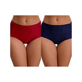 2 Packs Women's Floral Lace Briefs Panties Breathable Comfortable Mid Rise Underwear
