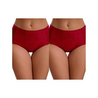 2 Packs Women's Floral Lace Briefs Panties Breathable Comfortable Mid Rise Underwear