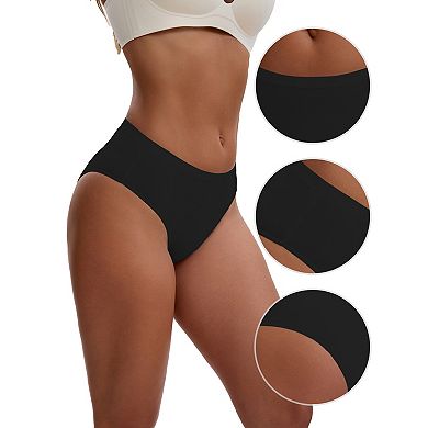 2 Packs Women's Elastic Waistband Mid-Waisted Briefs Full Coverage Classic Comfortable Underwear