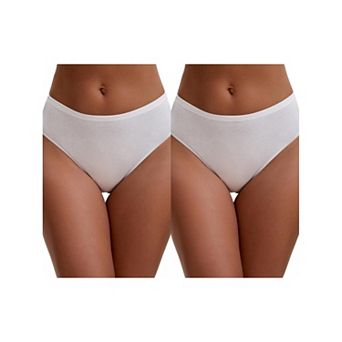2 Packs Women's Elastic Waistband Mid-Waisted Briefs Full Coverage Classic Comfortable Underwear