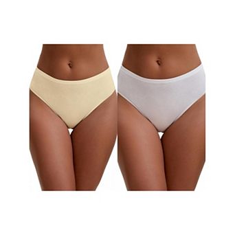 2 Packs Women's Elastic Waistband Mid-Waisted Briefs Full Coverage Classic Comfortable Underwear
