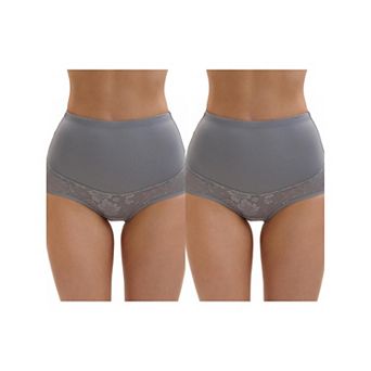 2 Packs Women's High Waisted Body Shaper Tummy Control Slimming Panties Hip Lifter Lace Briefs