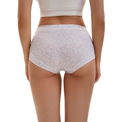 2 Packs Women's Allover Floral Printed Underwear High Waisted Full Coverage Tummy Control Briefs