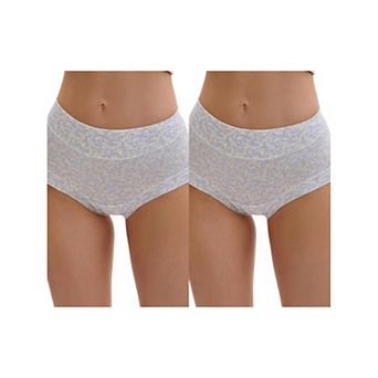 2 Packs Women's Allover Floral Printed Underwear High Waisted Full Coverage Tummy Control Briefs