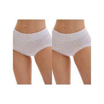 2 Packs Women's Allover Floral Printed Underwear High Waisted Full Coverage Tummy Control Briefs