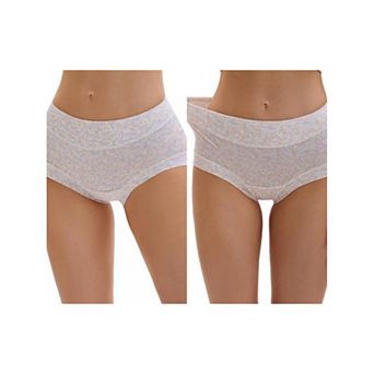2 Packs Women's Allover Floral Printed Underwear High Waisted Full Coverage Tummy Control Briefs
