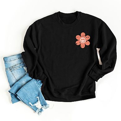 S.W.Smiley Checkered Mama Flowers Front and Back Print - Women's Graphic Sweatshirt