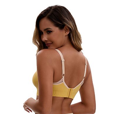 2 Packs Women's Lace Trim Soft Cup Nursing Bras Wirefree Front Closure Breastfeeding Lingerie