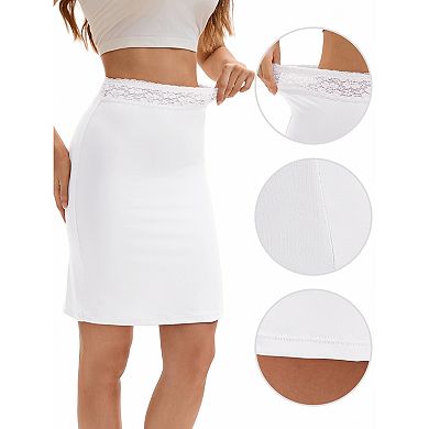 2 Packs Anti-Static Half Slips for Women Soft Underskirt with Floral Lace Waistband