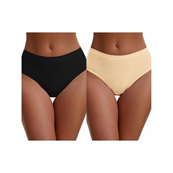 2 Packs Women's Cotton High Waist Bright Trim Briefs Elastic Waistband Breathable Classic Underwear