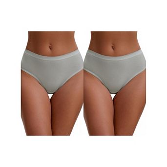 2 Packs Women's Cotton High Waist Bright Trim Briefs Elastic Waistband Breathable Classic Underwear