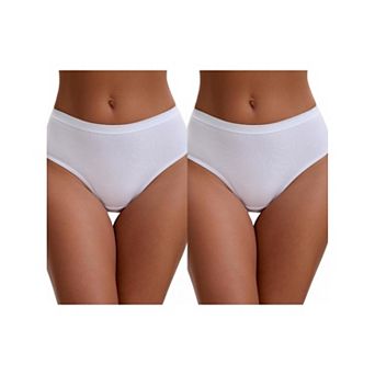 2 Packs Women's Cotton High Waist Bright Trim Briefs Elastic Waistband Breathable Classic Underwear