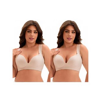 2 Packs Women's Full Coverage Push Up Wirefree Support Bra