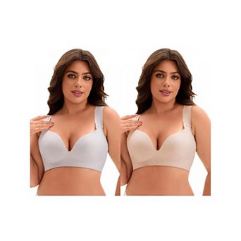 2 Packs Women's Full Coverage Push Up Wirefree Support Bra