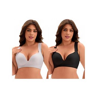 2 Packs Women's Full Coverage Push Up Wirefree Support Bra