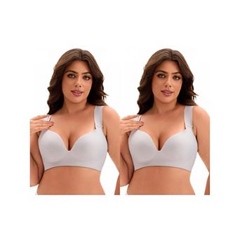 2 Packs Women's Full Coverage Push Up Wirefree Support Bra