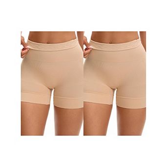 2 Packs Women's High Waisted Boyshorts Underwear Stretch Seamless Control Panties for Under Dresses