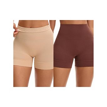 2 Packs Women's High Waisted Boyshorts Underwear Stretch Seamless Control Panties for Under Dresses