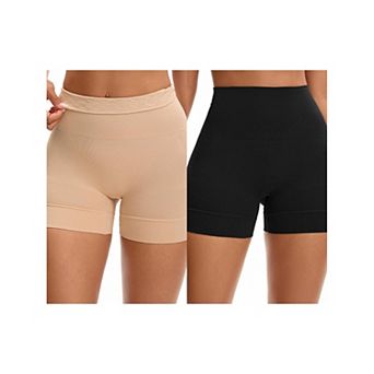 2 Packs Women's High Waisted Boyshorts Underwear Stretch Seamless Control Panties for Under Dresses