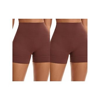 2 Packs Women's High Waisted Boyshorts Underwear Stretch Seamless Control Panties for Under Dresses