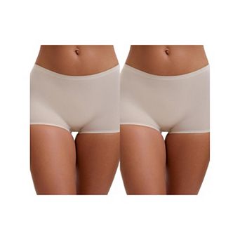 2 Packs Women's High Waist Seamless Boyshorts Elastic Waistband Ice Silk Breathable Comfy Shorts