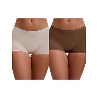 2 Packs Women's High Waist Seamless Boyshorts Elastic Waistband Ice Silk Breathable Comfy Shorts
