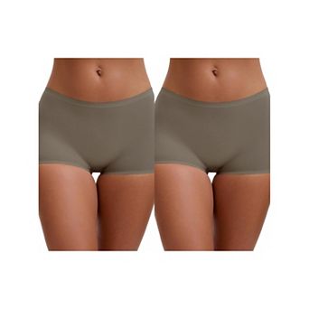 2 Packs Women's High Waist Seamless Boyshorts Elastic Waistband Ice Silk Breathable Comfy Shorts