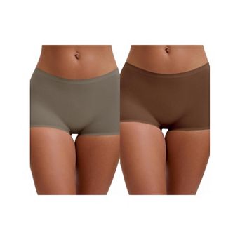 2 Packs Women's High Waist Seamless Boyshorts Elastic Waistband Ice Silk Breathable Comfy Shorts