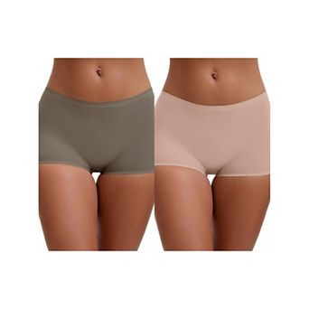 2 Packs Women's High Waist Seamless Boyshorts Elastic Waistband Ice Silk Breathable Comfy Shorts