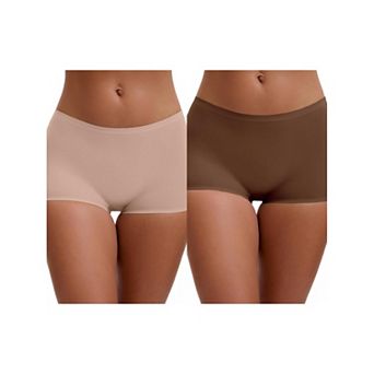 2 Packs Women's High Waist Seamless Boyshorts Elastic Waistband Ice Silk Breathable Comfy Shorts