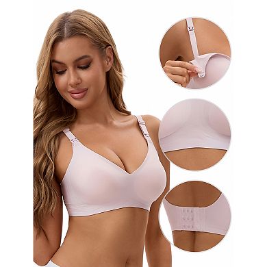 2 Packs Nursing Bra for Women's Push Up Wirefree Front Closure Comfortable Bralette