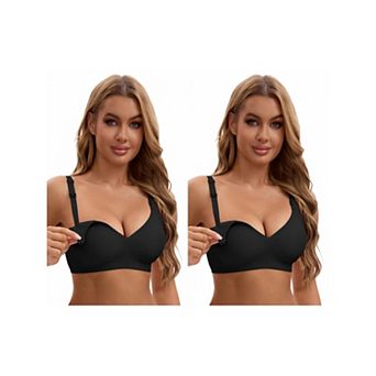 2 Packs Nursing Bra for Women's Push Up Wirefree Front Closure Comfortable Bralette
