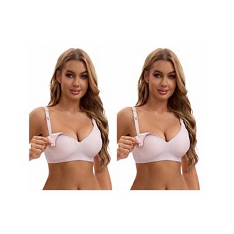 2 Packs Nursing Bra for Women's Push Up Wirefree Front Closure Comfortable Bralette