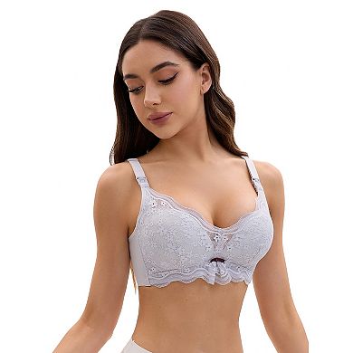 2 Packs Nursing Bra for Women's Lace V Neck Wirefree Light and Breathable Bralette