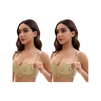 2 Packs Nursing Bra for Women's Lace V Neck Wirefree Light and Breathable Bralette