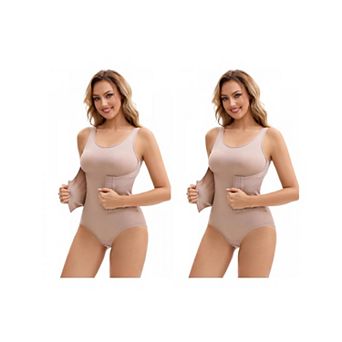 2 Packs Women's 3 Rows Waist Cincher Body Shaper Hip Tummy Control Full Shapewear Bodysuit