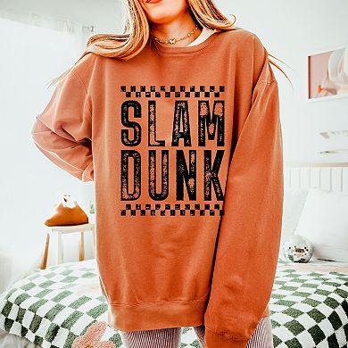 Slam Dunk Checkered Distressed - Women's Lightweight Garment Dyed Sweatshirt