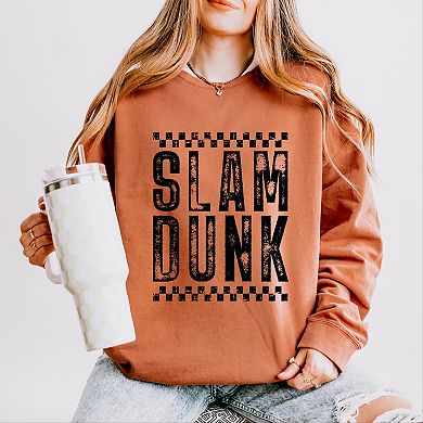Slam Dunk Checkered Distressed - Women's Lightweight Garment Dyed Sweatshirt