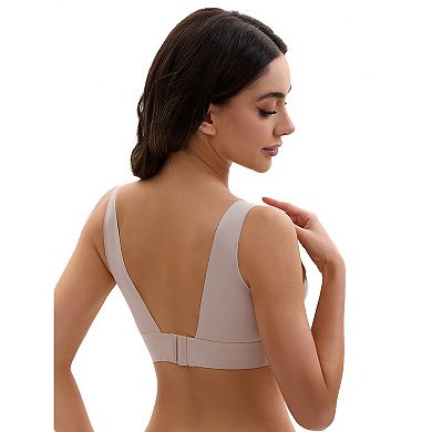 2 Packs Women's Deep V Bralette Wirefree T-Shirt Seamless Comfortable Plunge Bras