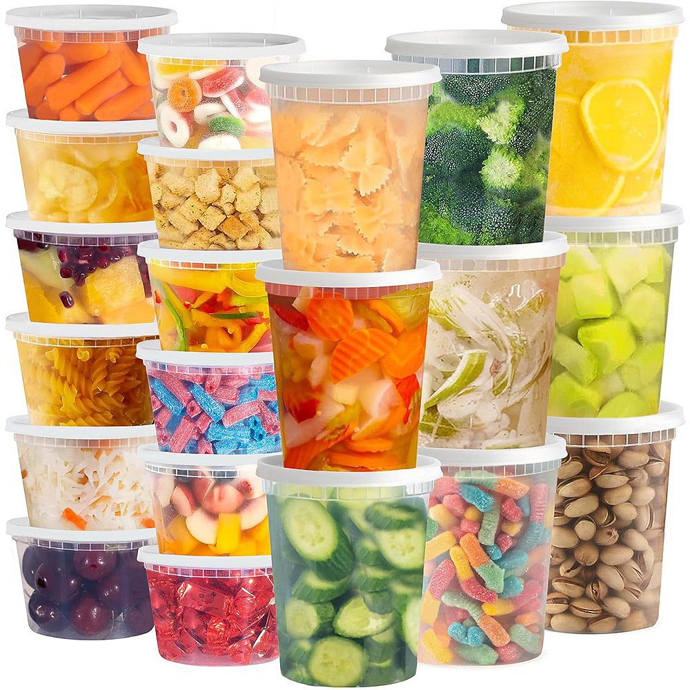 48-Pack Deli Food Containers with Lids, 16 oz & 32 oz BPA-Free Storage Set