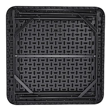 Mahjong Table 4 Player Folding Card Table & 4 Cup Holders Chip Trays Black