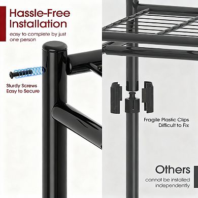 Sturdy Metal Garment Rack with Shelves & Wheels for Versatile Storage