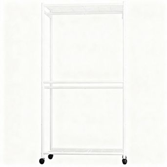 Sturdy Metal Garment Rack with Shelves & Wheels for Versatile Storage