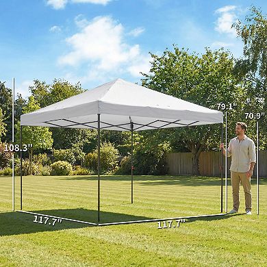 Outsunny 10 x 10 ft Pop Up Canopy Tent with One Push Setup,